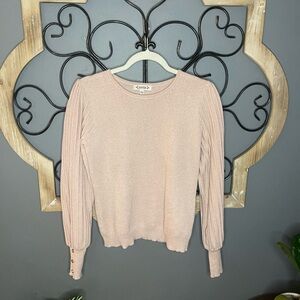 Xhilaration Blush Knit Top with Button Cuffs